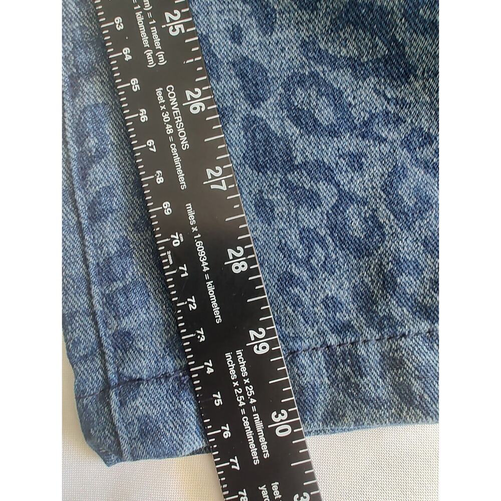 Leopard Print Patterned Blue Denim Y2K Bold High-Waisted Wide Leg Jeans L - Picture 11 of 11